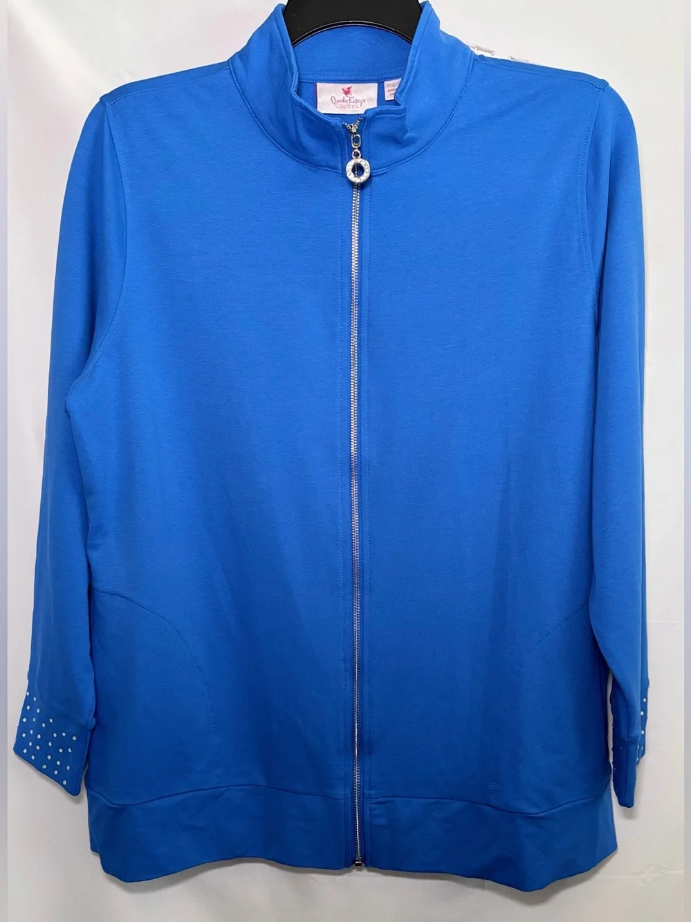 Quacker Factory by Jeanne Bice Royal Blue Full Zip Jacket w/ Rhinestone Accents
